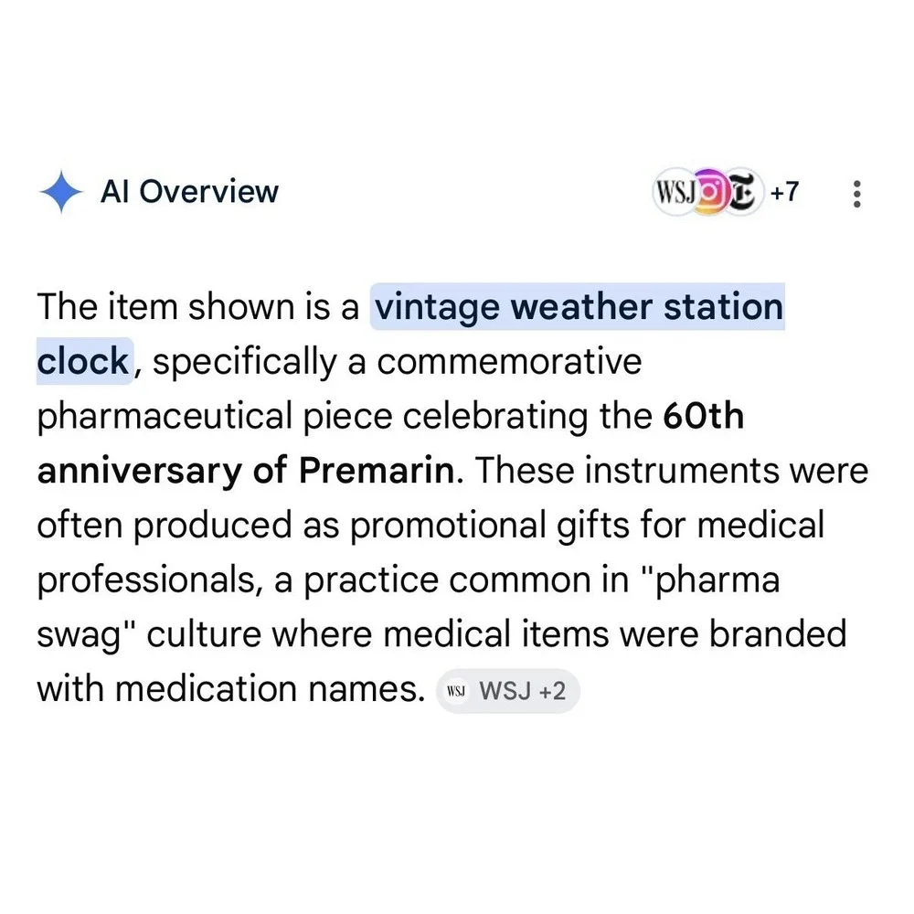 Drug Rep Pharmaceutical Promo PREMARIN Weather Station 60 Year Clock Barometer